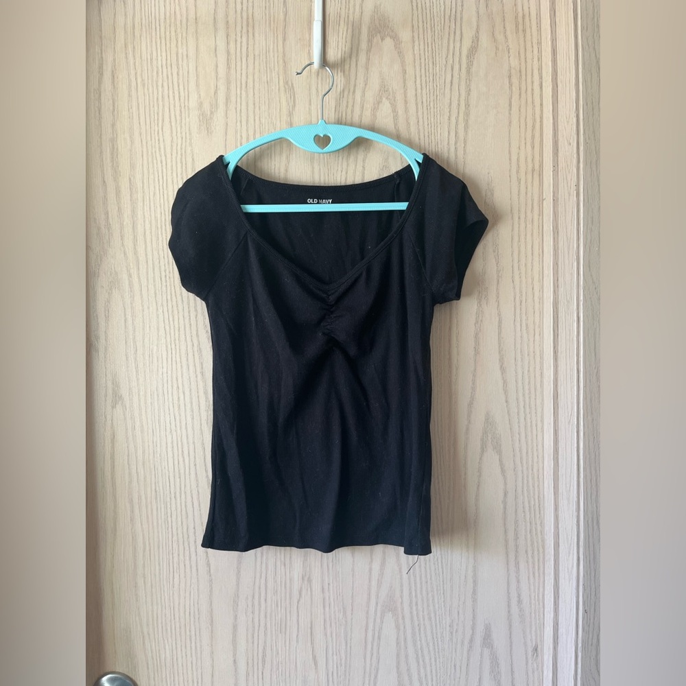 Old Navy V Neck Cotton Shirts - Black & White Set of 2 Shirts
